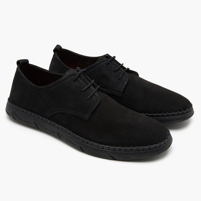 Juna Siyah Erkek Nubuk Deri Günlük Ayakkabı