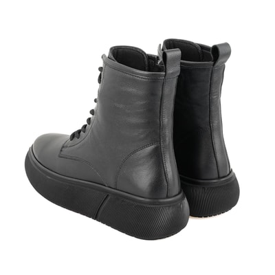 Juno Siyah Kadın Fermuarlı Deri Bot