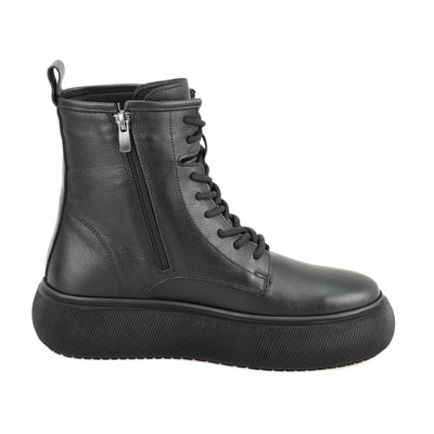 Juno Siyah Kadın Fermuarlı Deri Bot