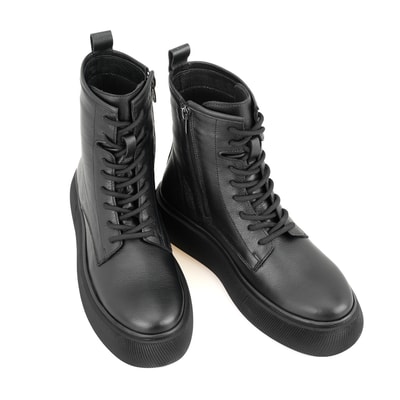 Juno Siyah Kadın Fermuarlı Deri Bot