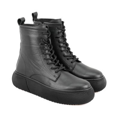 Juno Siyah Kadın Fermuarlı Deri Bot