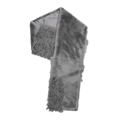 K11392 KADIN KÜRK ŞAL YAKA, GREY PEAR, S