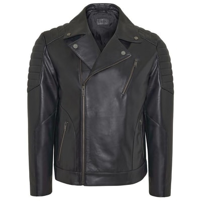 K12779 ERKEK DERİ CEKET, SIYAH, XS