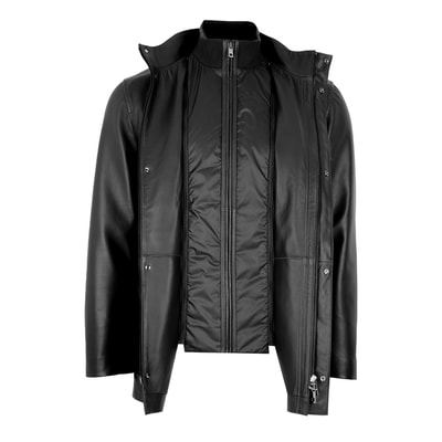 K14084 ERKEK DERİ MONT, SIYAH, XXXL