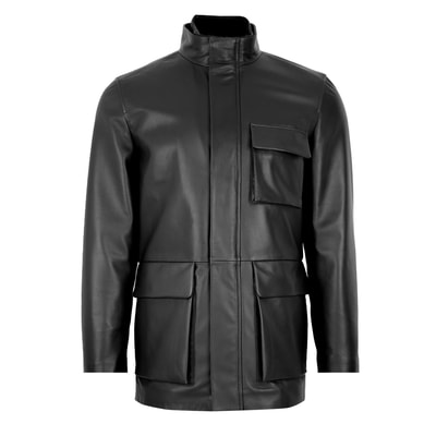 K14084 ERKEK DERİ MONT, SIYAH, XXXL