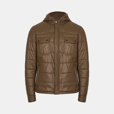 K15003 ERKEK KAPÜŞONLU DERİ MONT