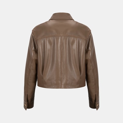 K15072 KADIN YAKASI KÜRKLÜ DERİ CEKET