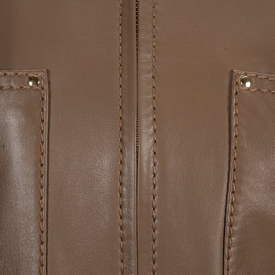 K15072 KADIN YAKASI KÜRKLÜ DERİ CEKET