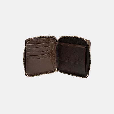 Kadın Acı Kahve Fermuarlı Deri Cüzdan