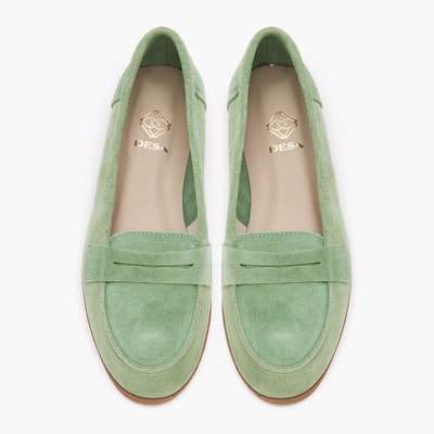 Kadın Açık Yeşil Süet Deri Loafer