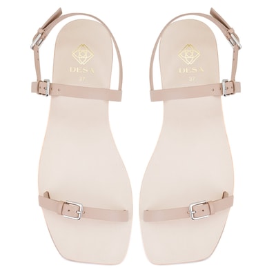 Kadın Bej Ayarlanabilir Tokalı Deri Sandalet