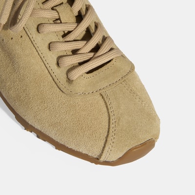 Kadın Bej Bağcıklı Süet Spor Ayakkabı