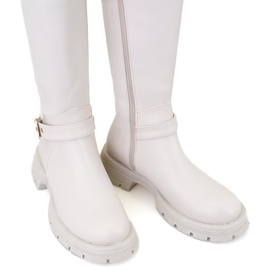 Kadın Bej Fermuarlı Çizme