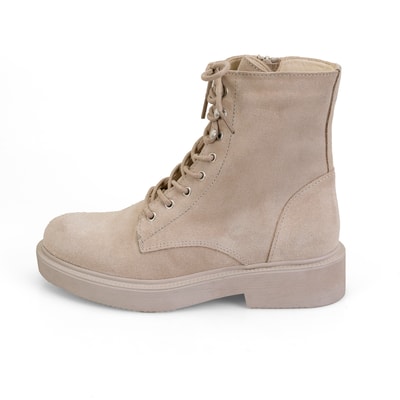 Kadın Bej Fermuarlı Süet Deri Bot