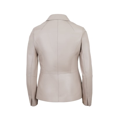 Kadın Bej Gömlek Yakalı Deri Ceket