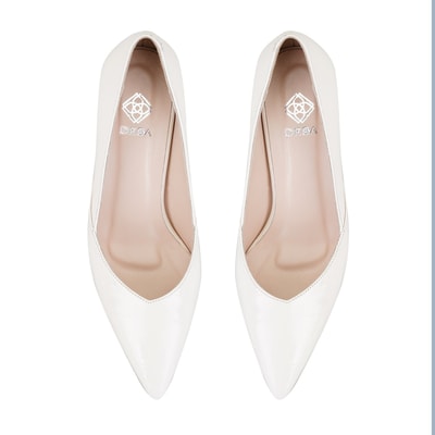 Kadın Bej Kroko Baskılı Rugan Deri Stiletto