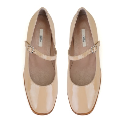 Kadın Bej Mary Jane Deri Babet