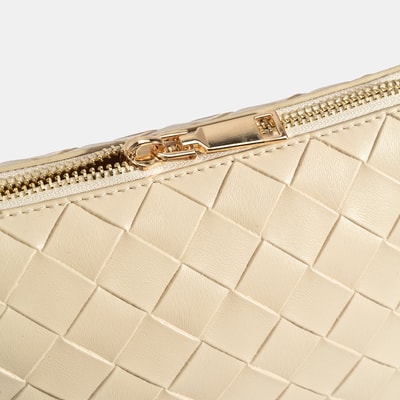 Kadın Bej Örgü Baskılı El Çantası