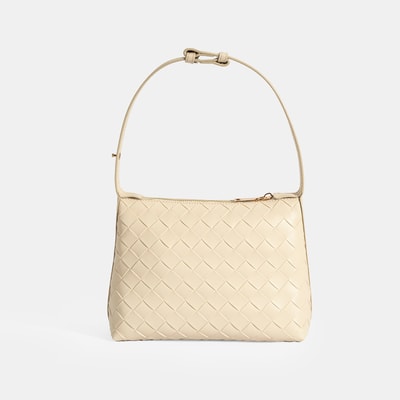 Kadın Bej Örgü Baskılı El Çantası