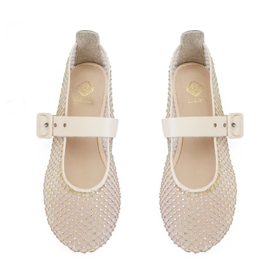 Kadın Bej Parlak Taş Detaylı Babet