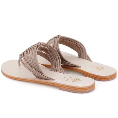 Kadın Bej Parmak Arası Deri Terlik