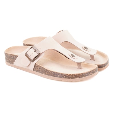 Kadın Bej Parmak Arası Nubuk Deri Terlik