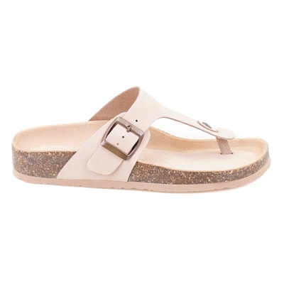 Kadın Bej Parmak Arası Nubuk Deri Terlik