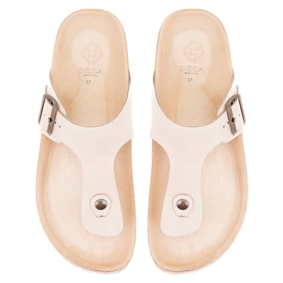 Kadın Bej Parmak Arası Nubuk Deri Terlik