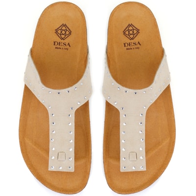 Kadın Bej Parmak Arası Süet Deri Terlik