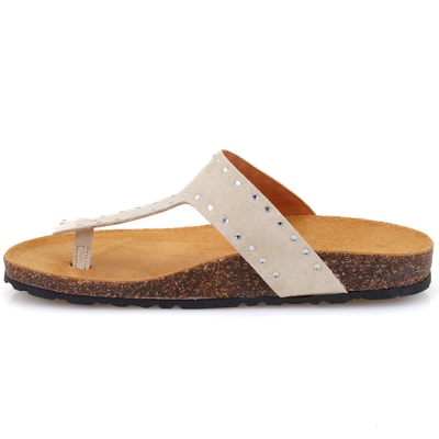 Kadın Bej Parmak Arası Süet Deri Terlik