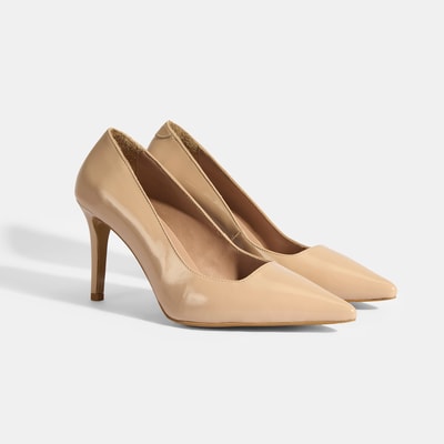 Kadın Bej Rugan Topuklu Ayakkabı