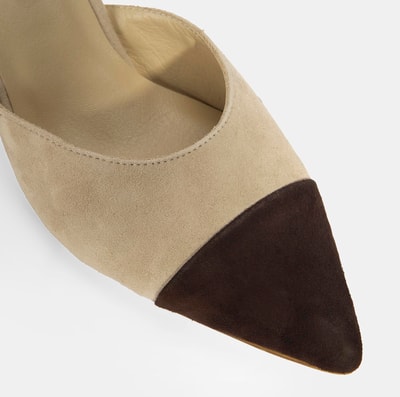 Kadın Bej Slingback Süet Topuklu Ayakkabı 
