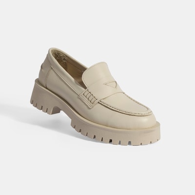 Kadın Bej Slip-On Deri Loafer