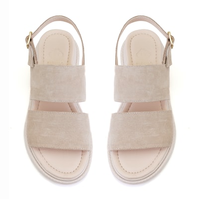 Kadın Bej Süet Deri Sandalet