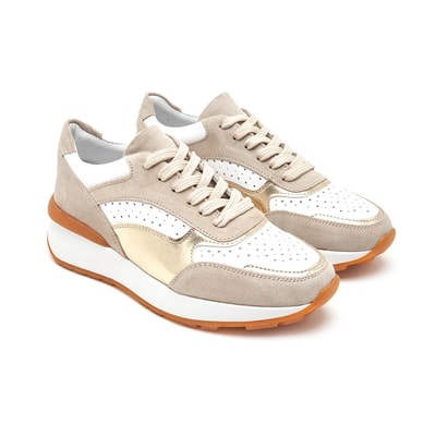 Kadın Bej Süet Deri Spor Ayakkabı