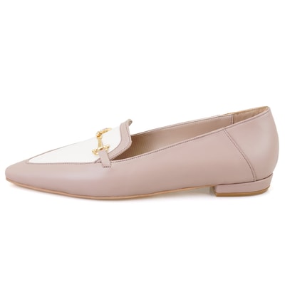 Kadın Bej Toka Aksesuarlı Deri Loafer