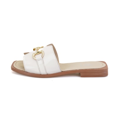 Kadın Bej Toka Aksesuarlı Deri Terlik