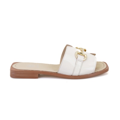 Kadın Bej Toka Aksesuarlı Deri Terlik