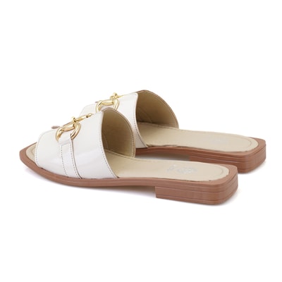 Kadın Bej Toka Aksesuarlı Deri Terlik