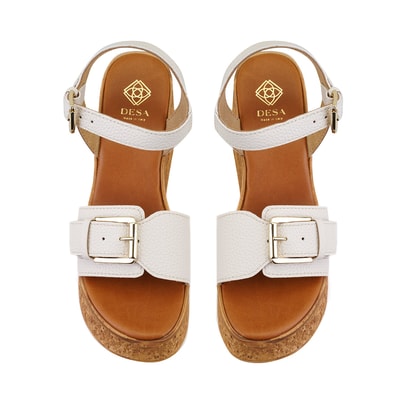 Kadın Bej Topuklu Deri Sandalet