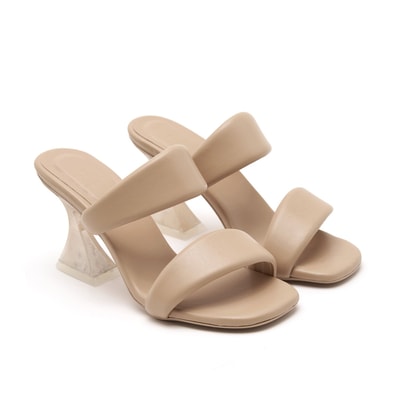 Kadın Bej Topuklu Terlik