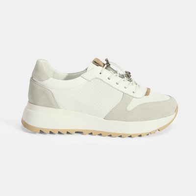 Kadın Beyaz Bağcıklı Deri Detaylı Spor Ayakkabı