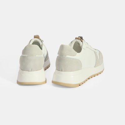 Kadın Beyaz Bağcıklı Deri Detaylı Spor Ayakkabı