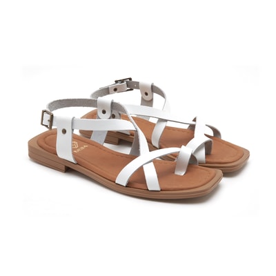 Kadın Beyaz Deri Sandalet