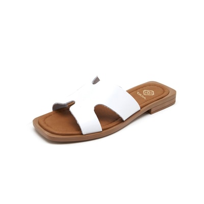 Kadın Beyaz Deri Terlik