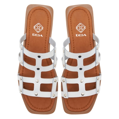 Kadın Beyaz Deri Terlik