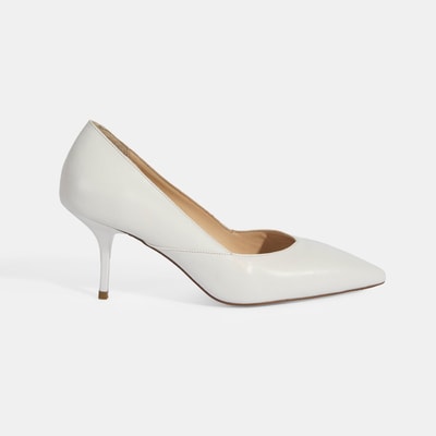 Kadın Beyaz Deri Topuklu Klasik Ayakkabı
