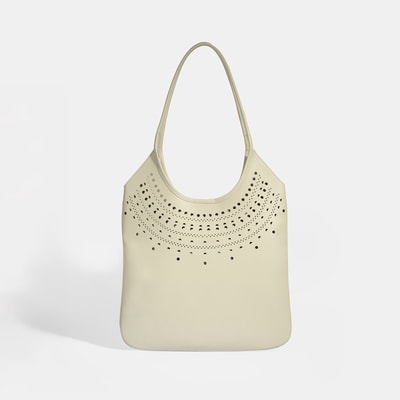 Kadın Beyaz Perforeli Süet Omuz Çantası