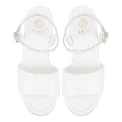 Kadın Beyaz Platform Topuklu Deri Sandalet