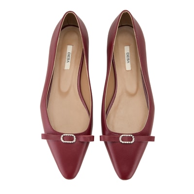 Kadın Bordo Deri Babet